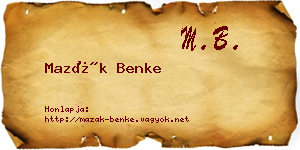 Mazák Benke névjegykártya